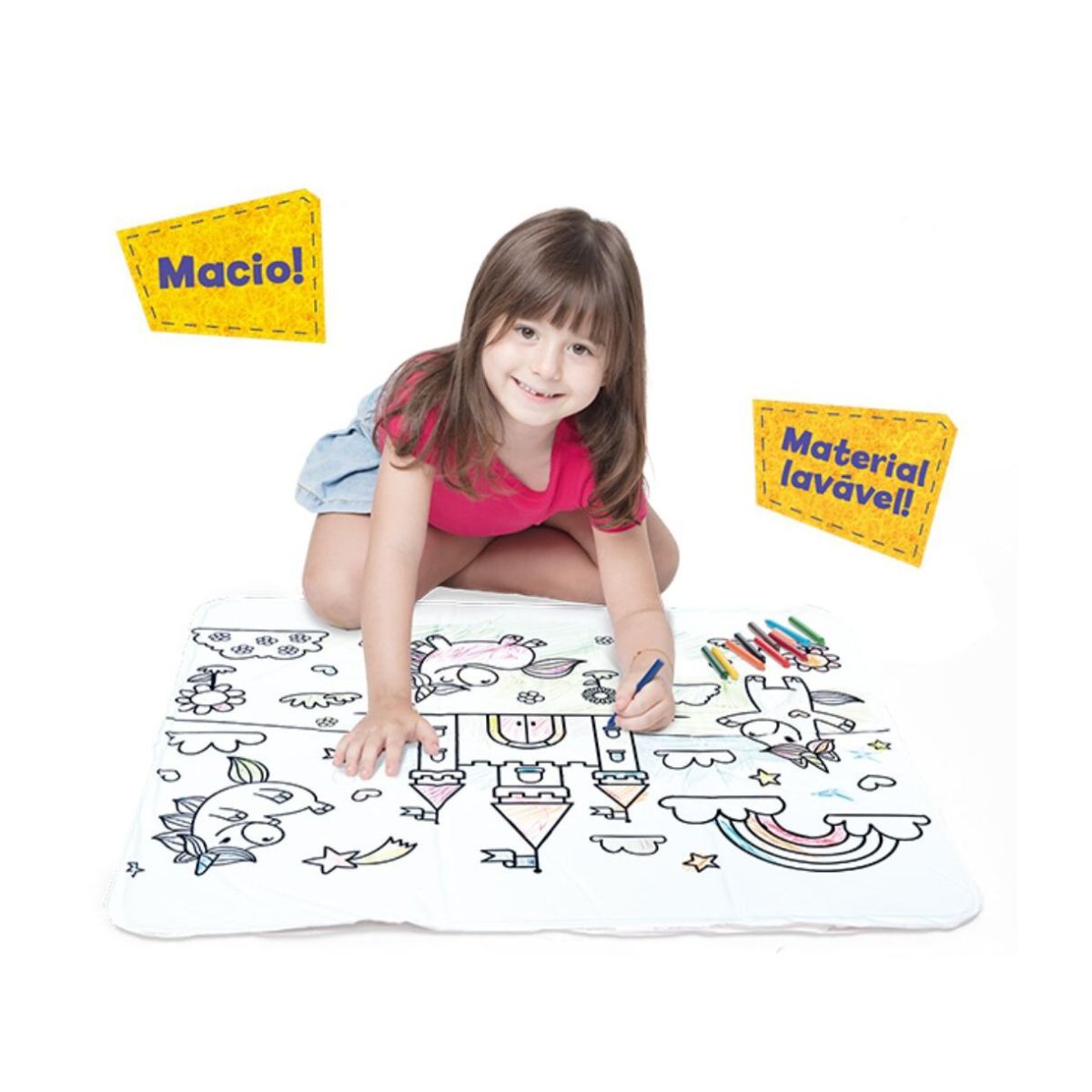 Brinquedo Tapete Para Pintar Lavável Unicórnios - Toyster Brinquedo Tapete Para Pintar Lavável Unicórnios - Toyster